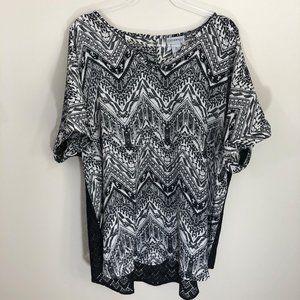 Catherines Black White Blouse 1X‎